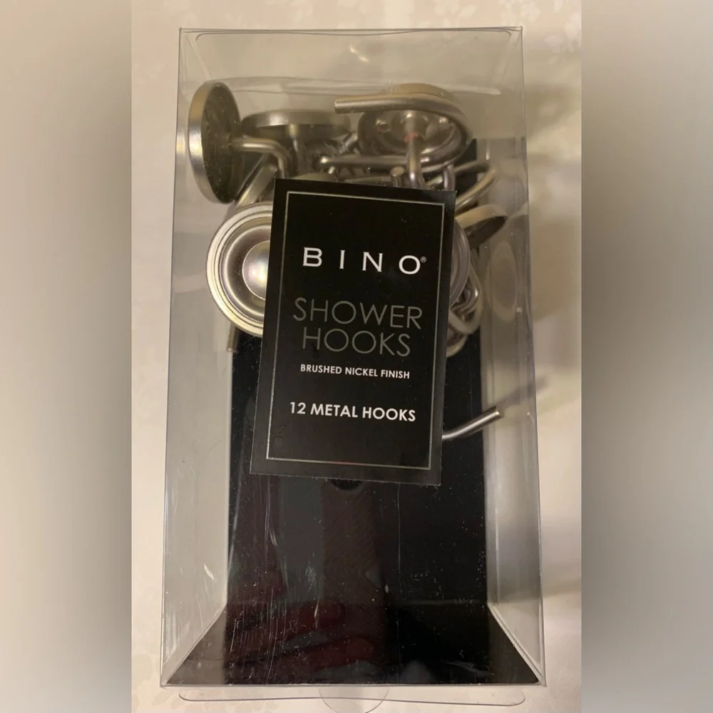 🛍🛍 BOGO!!! 🛍🛍 NIB Shower Curtain Hooks: Set of 12 New Brushed Nickel Hangers